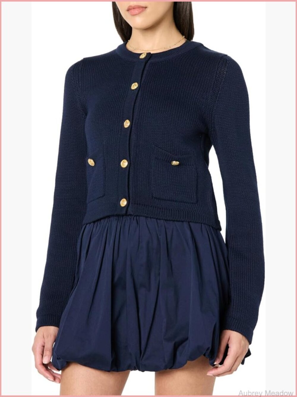 Classic Gold Button Cardigan Sweater